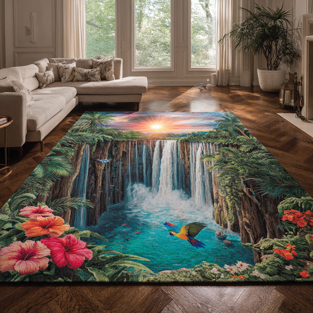 Floral Peak Area Rug - Non-Slip Washable 3D Print Rug for Living Room & BedroomTVC2108325