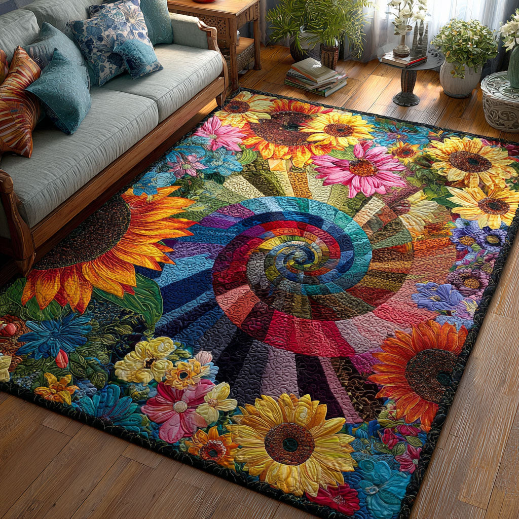 Floral Spiral Dreamscape Area Rug - Non-Slip Washable 3D Print Rug for Living Room & BedroomTVC2108325