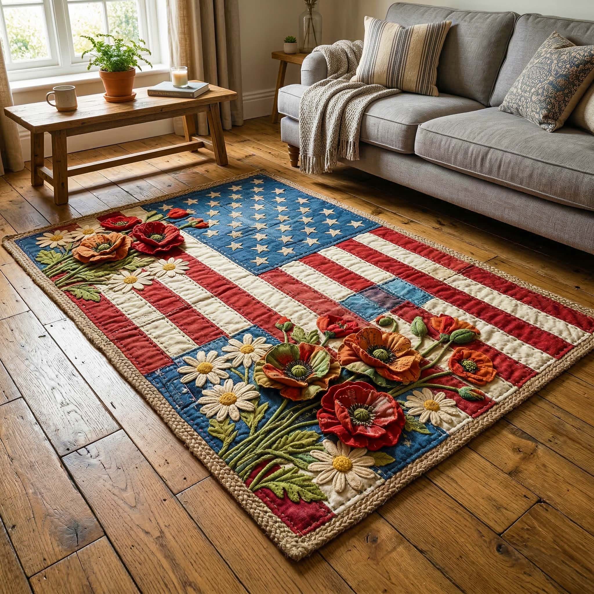 Floral Stripes Area Rug - Non-Slip Washable 3D Print Rug for Living Room & BedroomTVC2108418