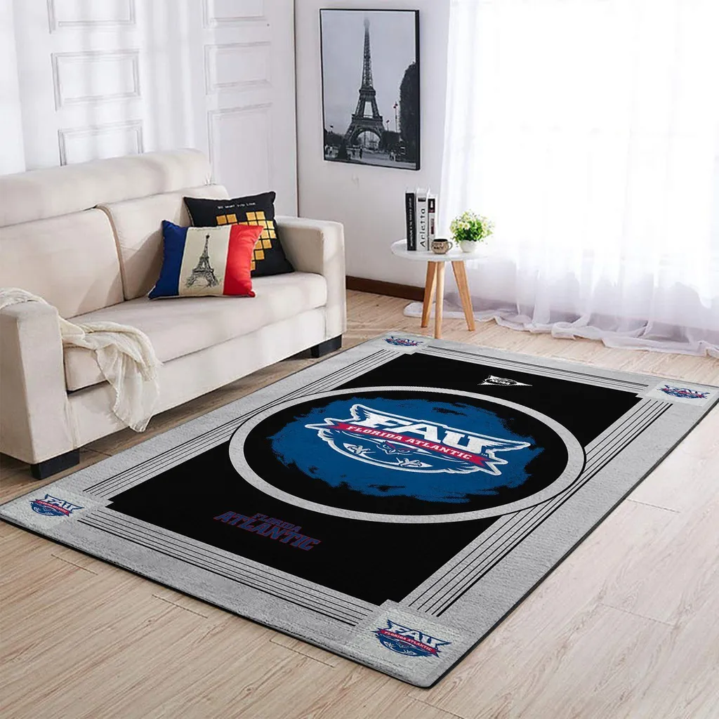Florida Atlantic University Logo Area Rug for Home Black and Blue