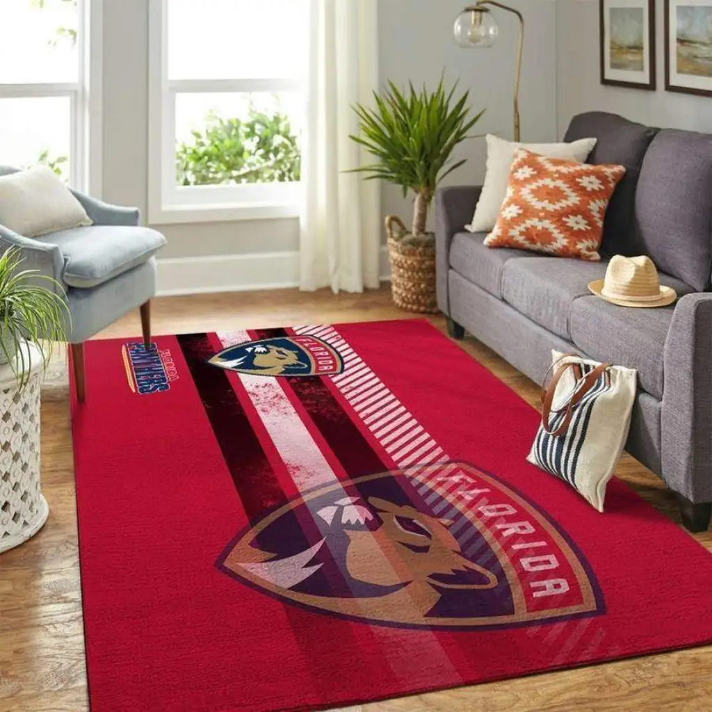 Florida Panthers Rug - Logo for Living Room Decor Black and Red