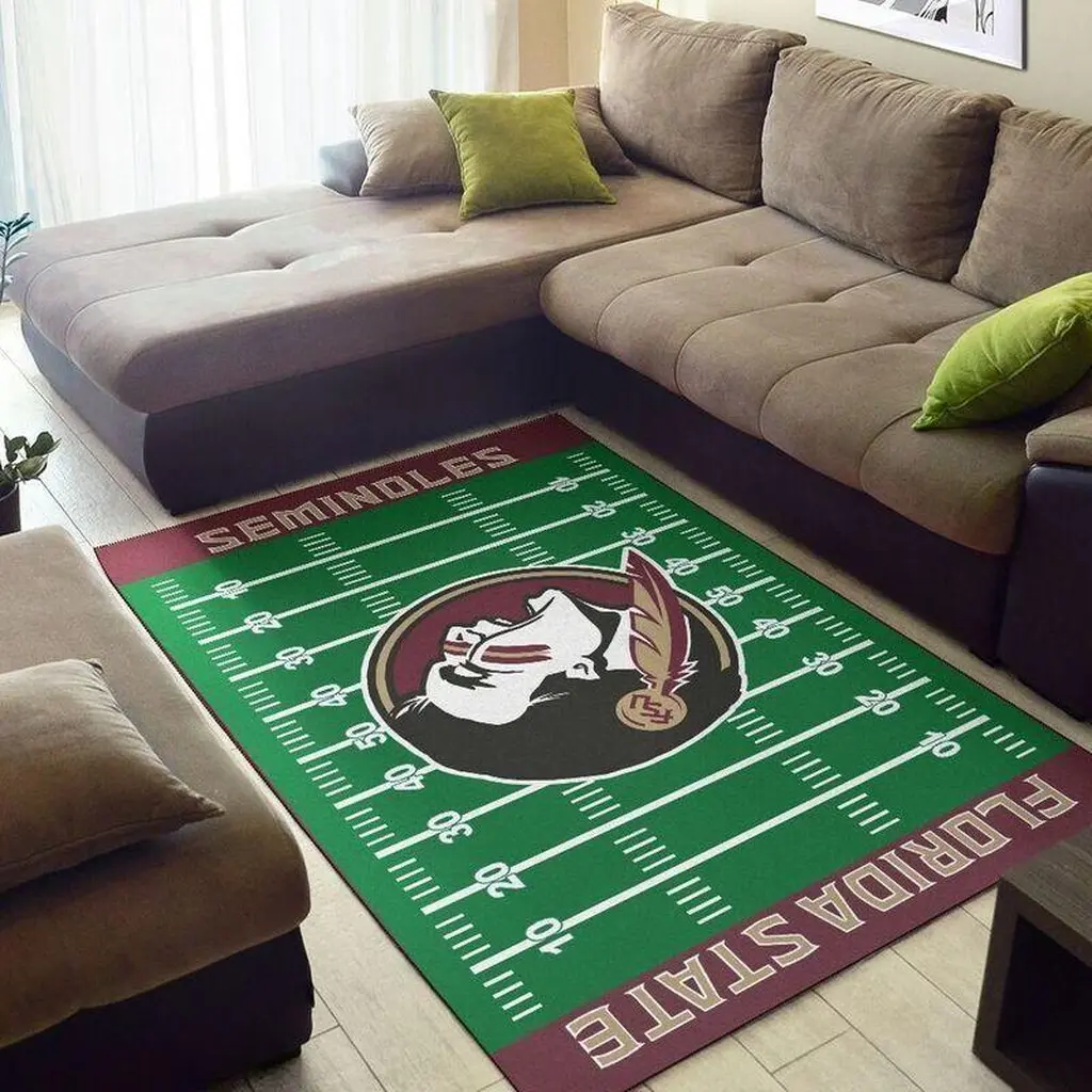 Florida State Seminoles Rug - Football Field Fans Green and Maroon