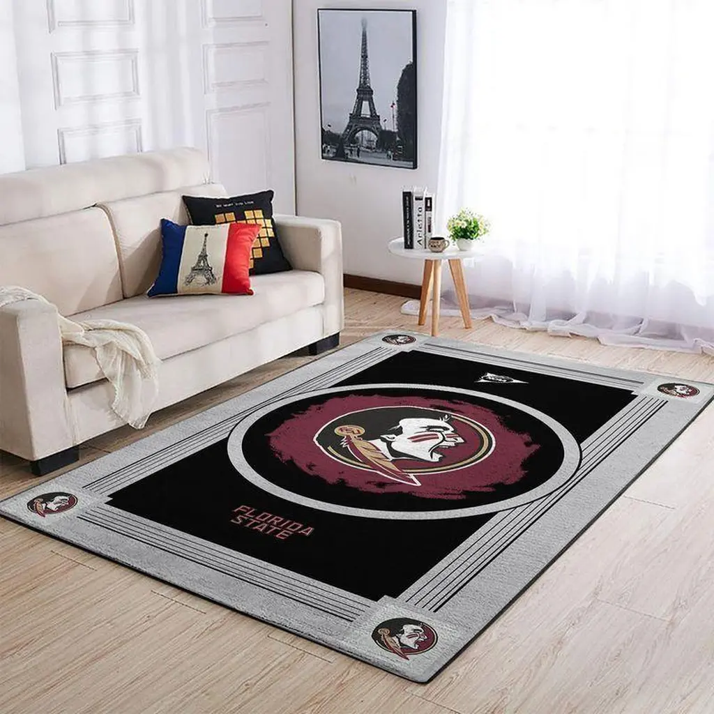 Florida State University Area Rug for Living Room Black and Gray
