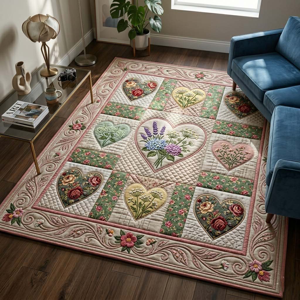 Flower Patchwork Area Rug - Non-Slip Washable 3D Print Rug for Living Room & BedroomTVC2108236