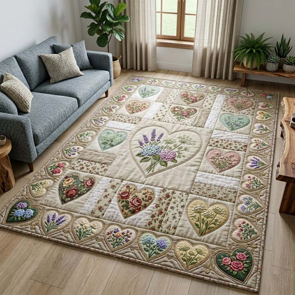 Flower Patchwork Area Rug - Non-Slip Washable 3D Print Rug for Living Room & BedroomTVC2108418