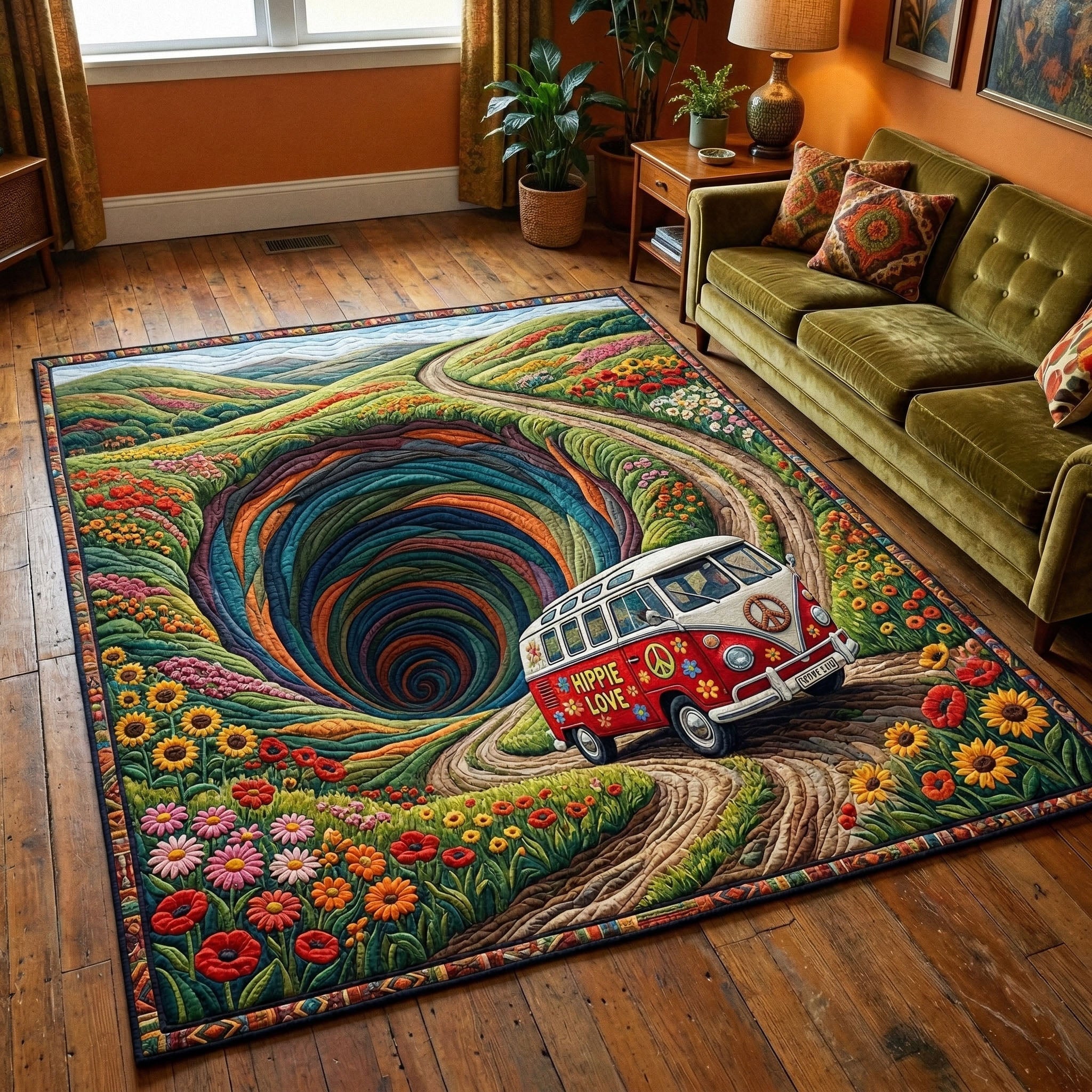 Flower Power Path Area Rug - Non-Slip Washable 3D Print Rug for Living Room & BedroomTVC2108325