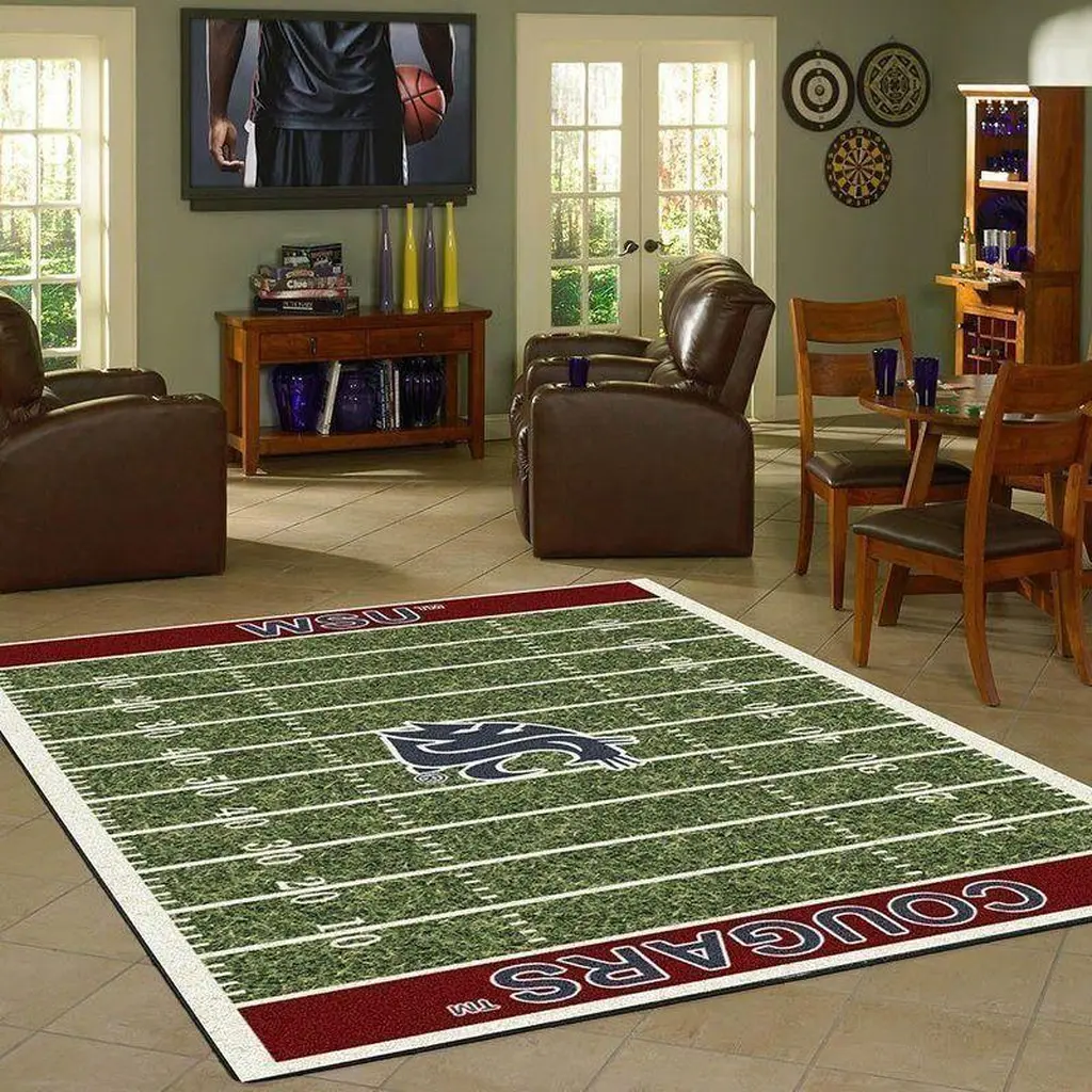 Football Field Rug Perfect for Sports Fans Home Decor Black and Yellow