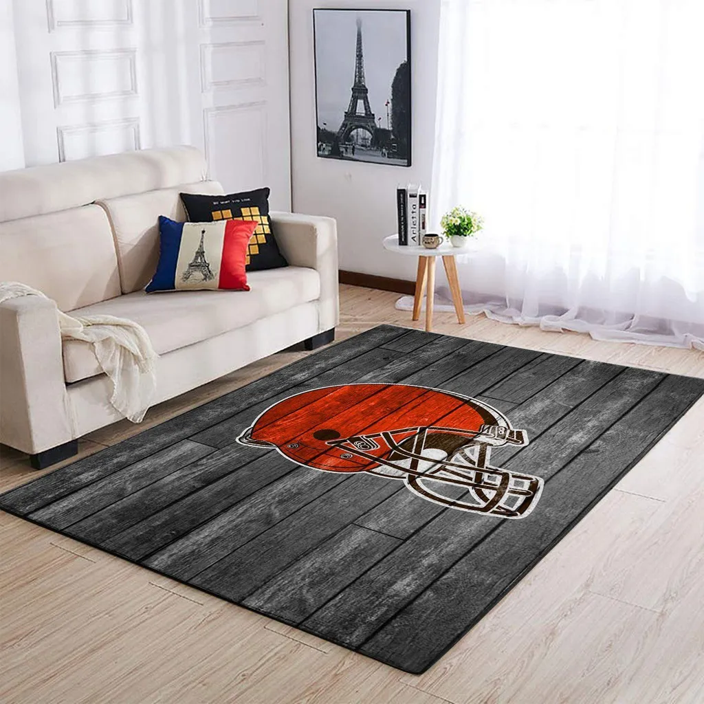 Football Helmet Area Rug for Living Room Decor Orange and Gray