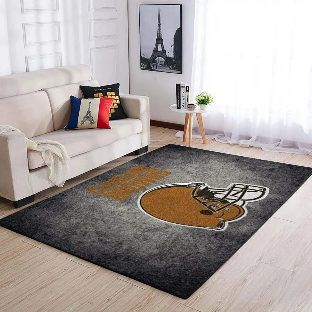 Football Helmet Area Rug for Modern Living Room Brown and Gray