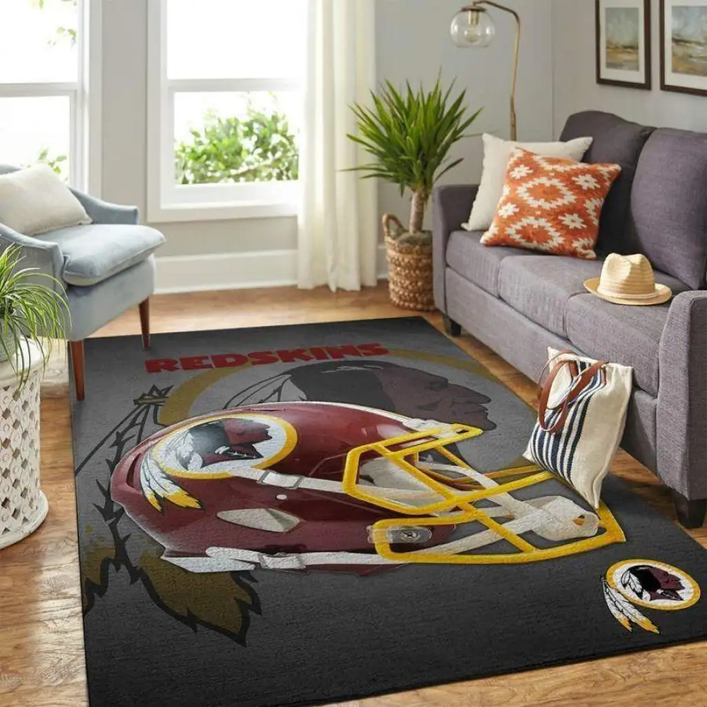 Football Helmet Rug for Living Room Decoration Burgundy and Gray