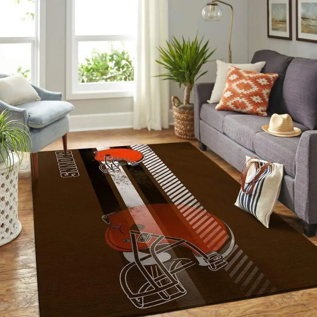 Football Helmet Rug Perfect for Game Day Decor Orange and Brown