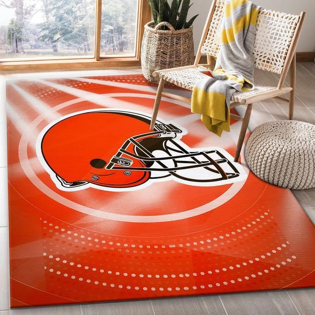 Football Helmet Rug Perfect for Sports Fan Room Decor Black and Orange