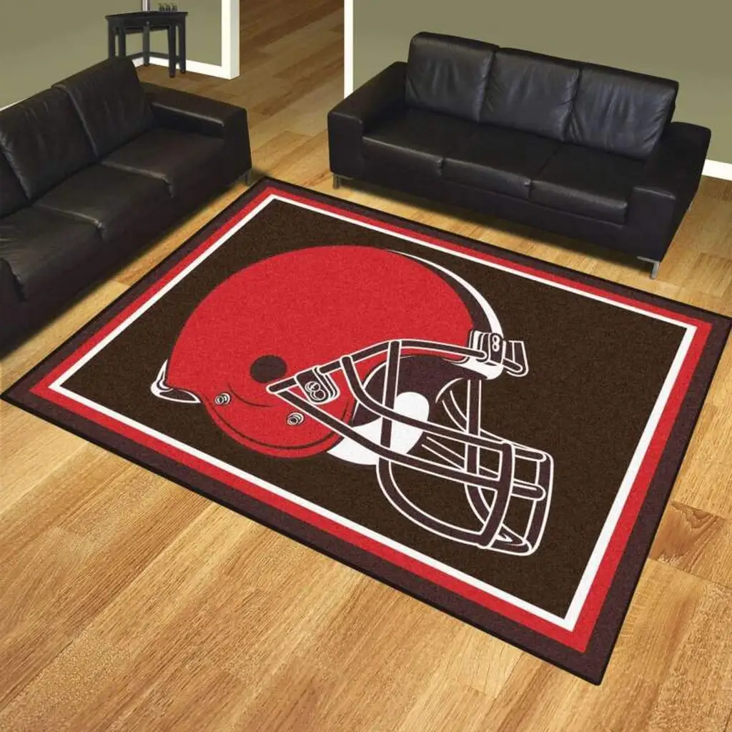 Football Helmet Rug Perfect for Sports Fans Living Room Red and Brown