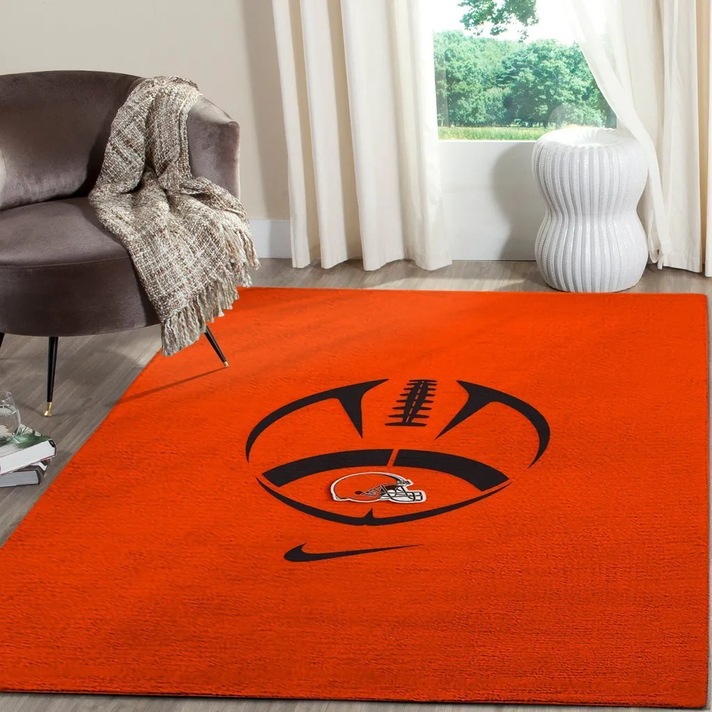 Football Rug Perfect for Sports Fans and Game Rooms Black and Orange