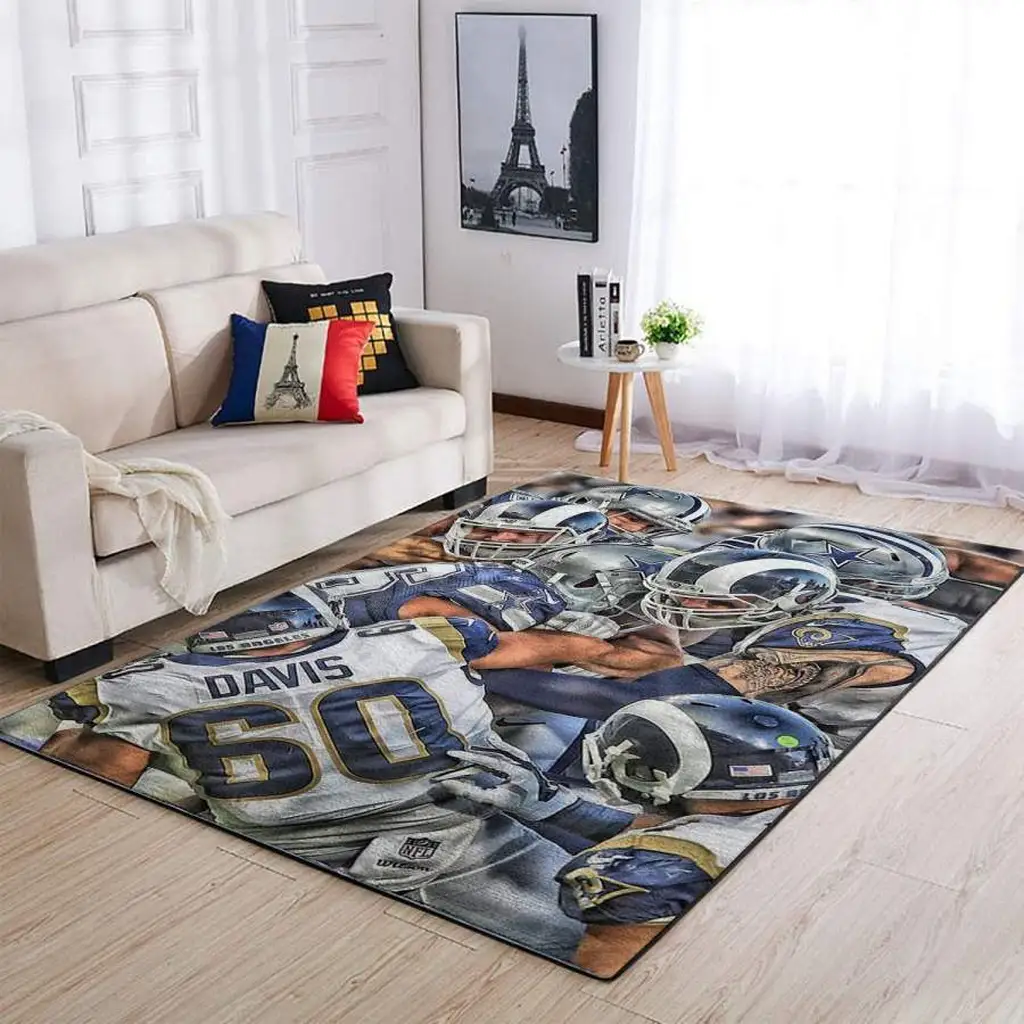 Football Team Rug for Living Room Comfort and Style Blue and White