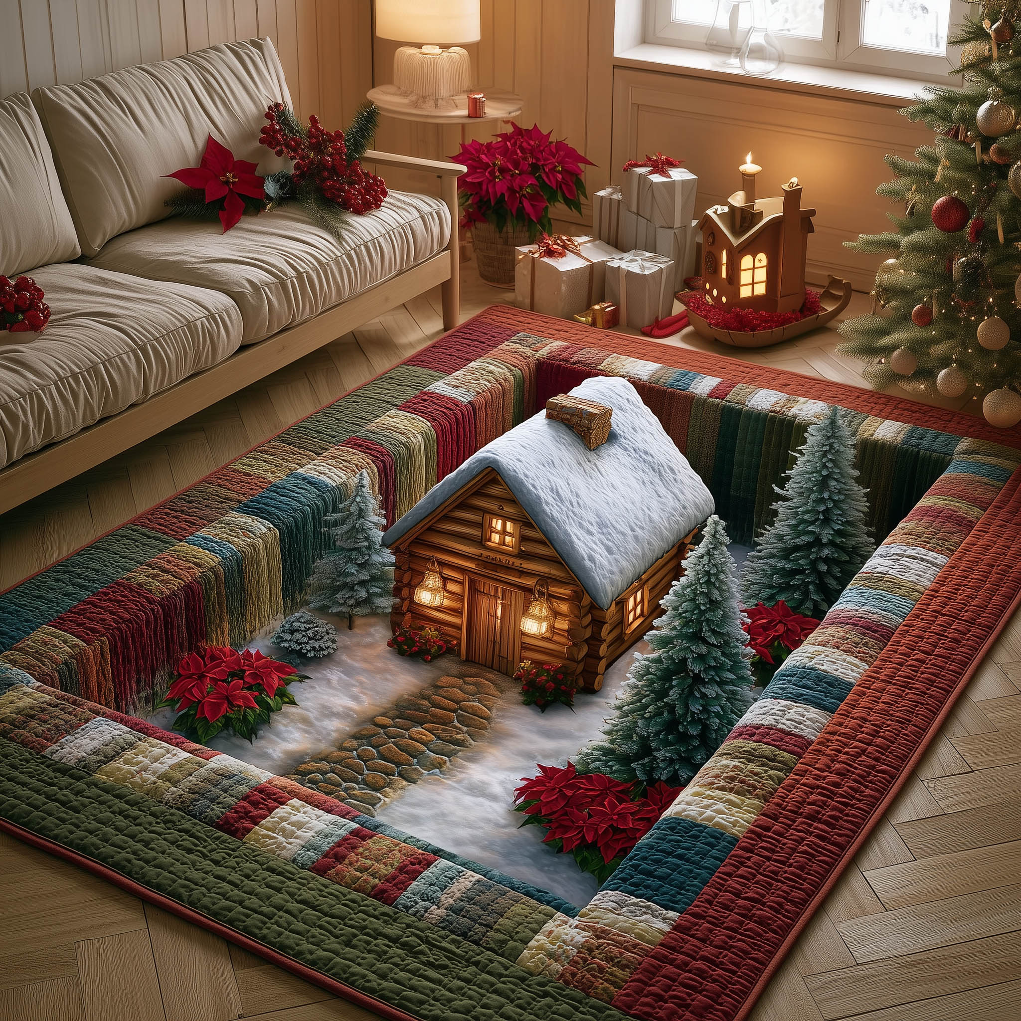 Forest Cabin Area Rug - Non-Slip Washable 3D Print Rug for Living Room & BedroomTVC2108236