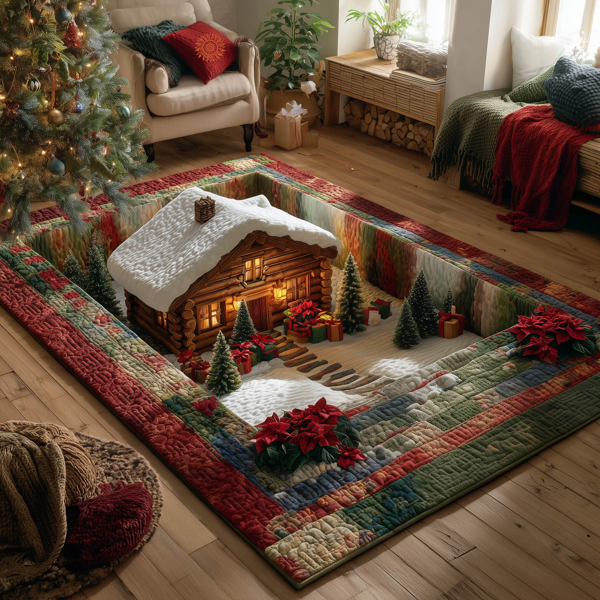 Forest Cabin Area Rug - Non-Slip Washable 3D Print Rug for Living Room & BedroomTVC2108417