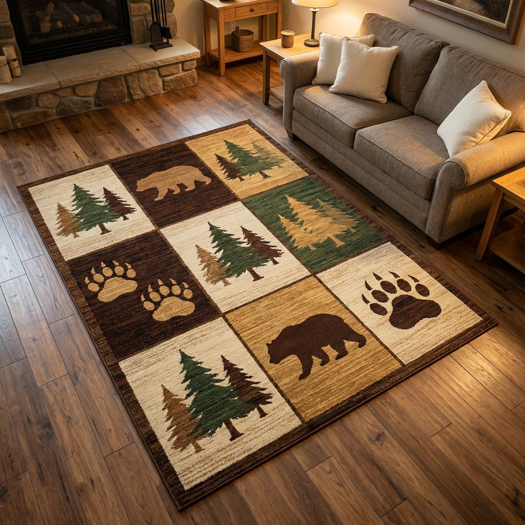 Forest Patchwork Area Rug - Non-Slip Washable 3D Print Rug for Living Room & BedroomTVC2108324