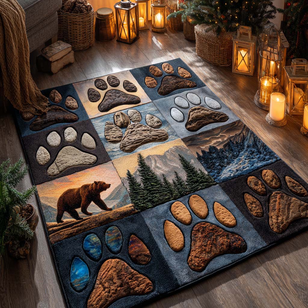 Forest Paw Area Rug - Non-Slip Washable 3D Print Rug for Living Room & BedroomTVC2108324