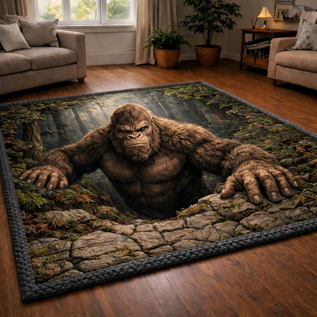 Forest Pit Bigfoot Area Rug - Non-Slip Washable 3D Print Rug for Living Room & BedroomTVC2108417