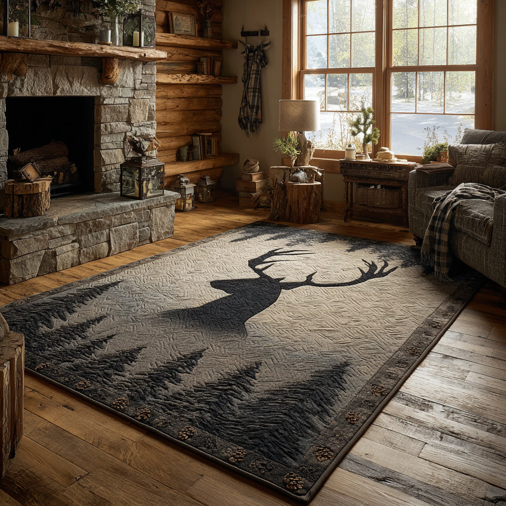 Forest Stag Area Rug - Non-Slip Washable 3D Print Rug for Living Room & BedroomTVC2108324