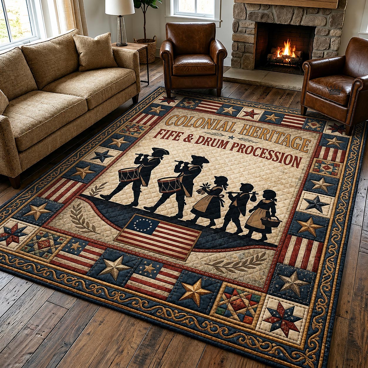 Founding Memories Area Rug - Non-Slip Washable 3D Print Rug for Living Room & BedroomTVC2108417