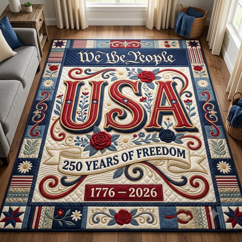 Freedom Crest Area Rug - Non-Slip Washable 3D Print Rug for Living Room & BedroomTVC2108236