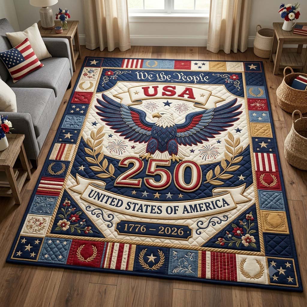 Freedom Crest Area Rug - Non-Slip Washable 3D Print Rug for Living Room & BedroomTVC2108417