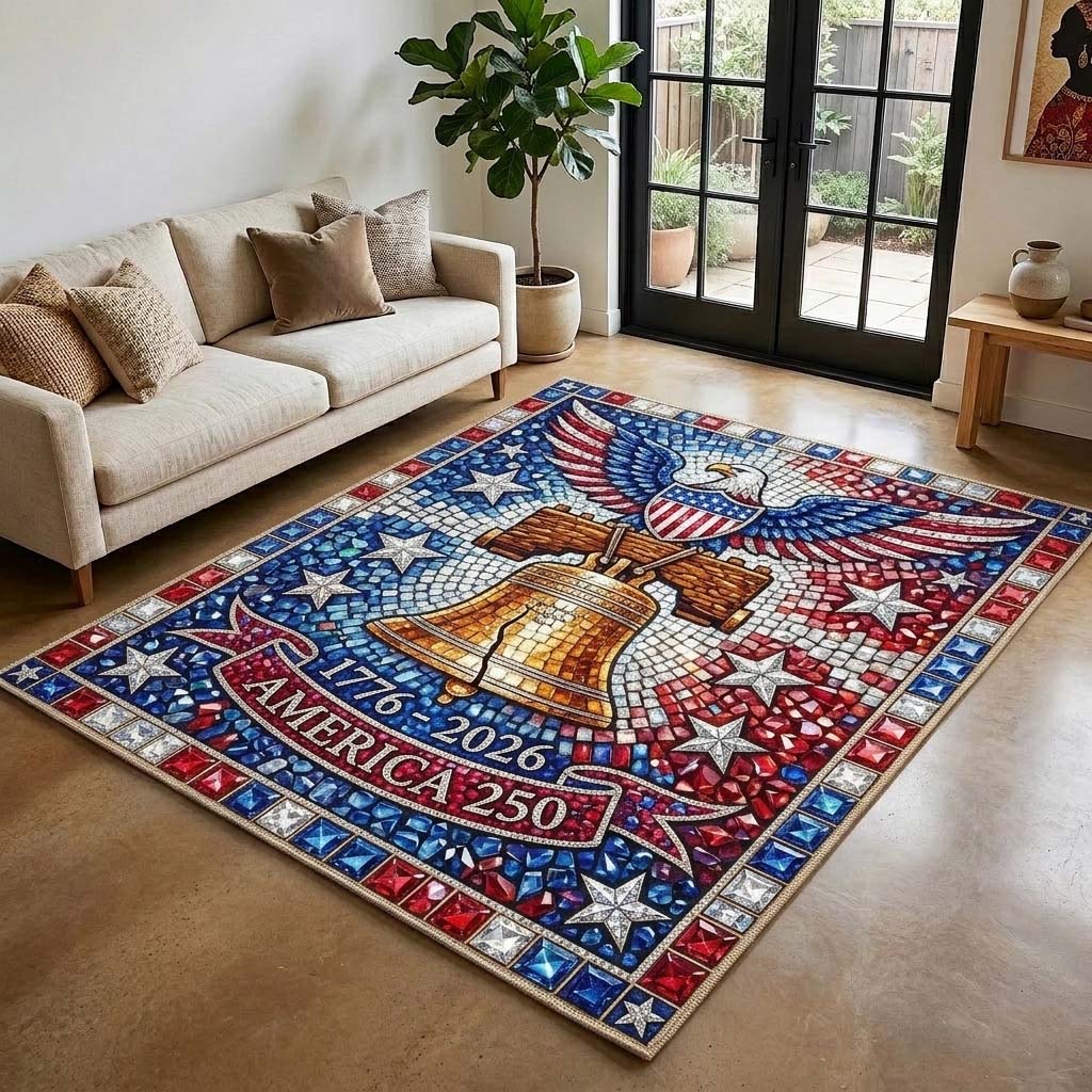 Freedom Crystal Area Rug - Non-Slip Washable 3D Print Rug for Living Room & BedroomTVC2108417