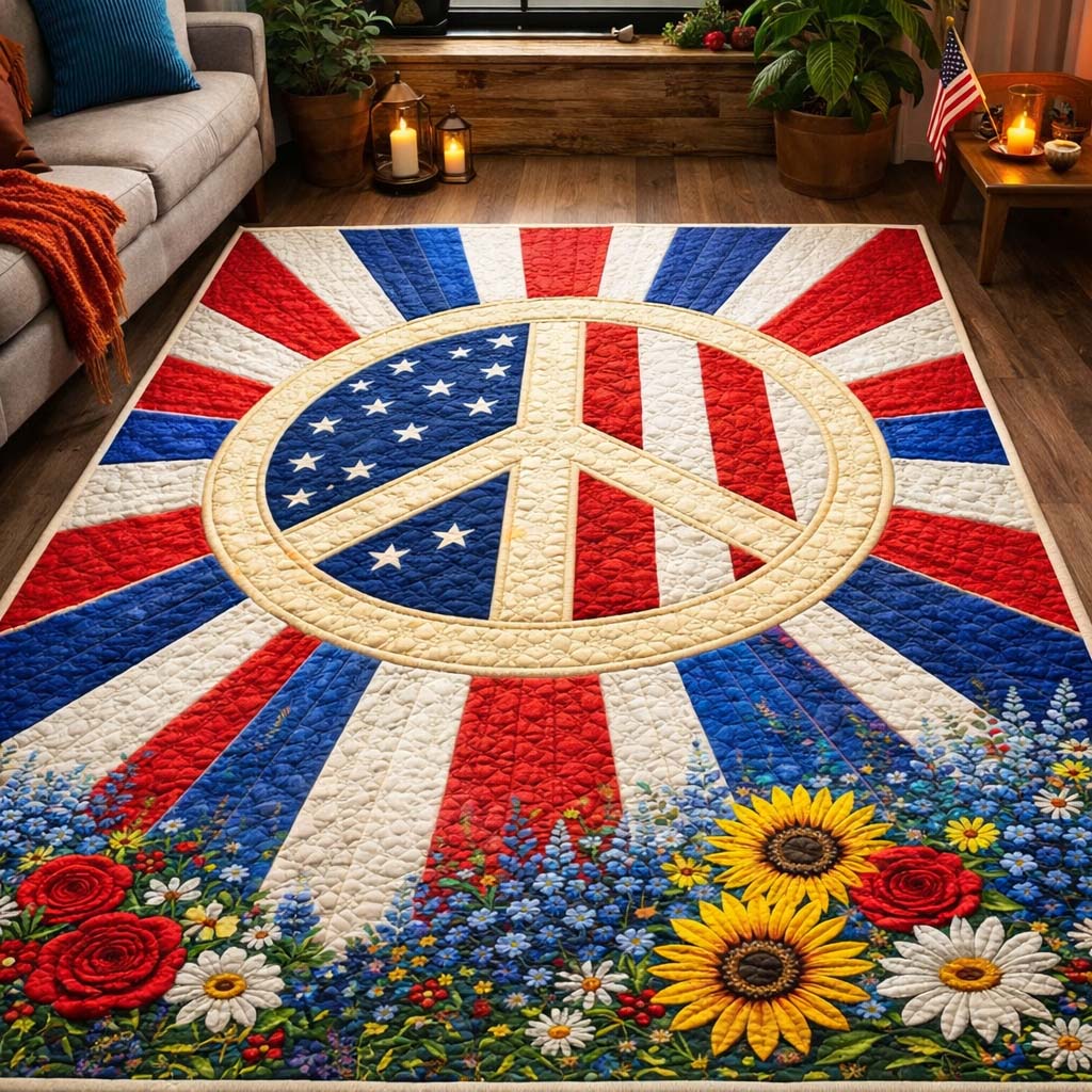 Freedom Flag Bloom Area Rug - Non-Slip Washable 3D Print Rug for Living Room & BedroomTVC2108416
