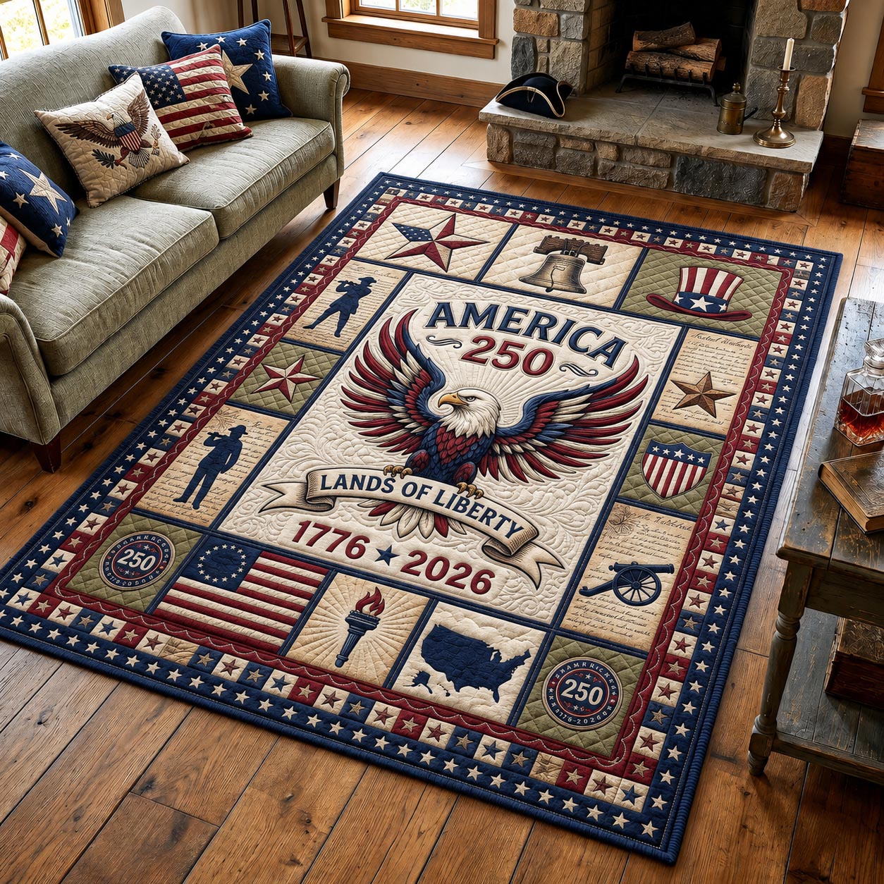 Freedom United Area Rug - Non-Slip Washable 3D Print Rug for Living Room & BedroomTVC2108416