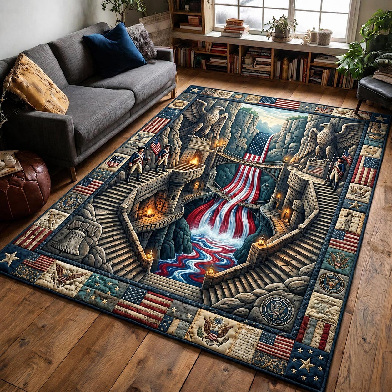 Freedom Valor Area Rug - Non-Slip Washable 3D Print Rug for Living Room & BedroomTVC2108416
