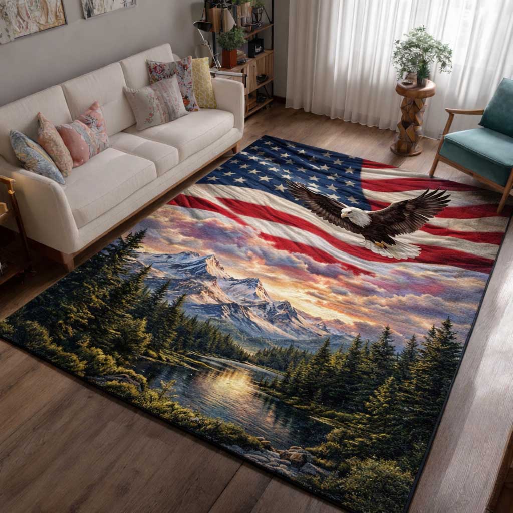 Freedom Wings Area Rug - Non-Slip Washable 3D Print Rug for Living Room & BedroomTVC2108416