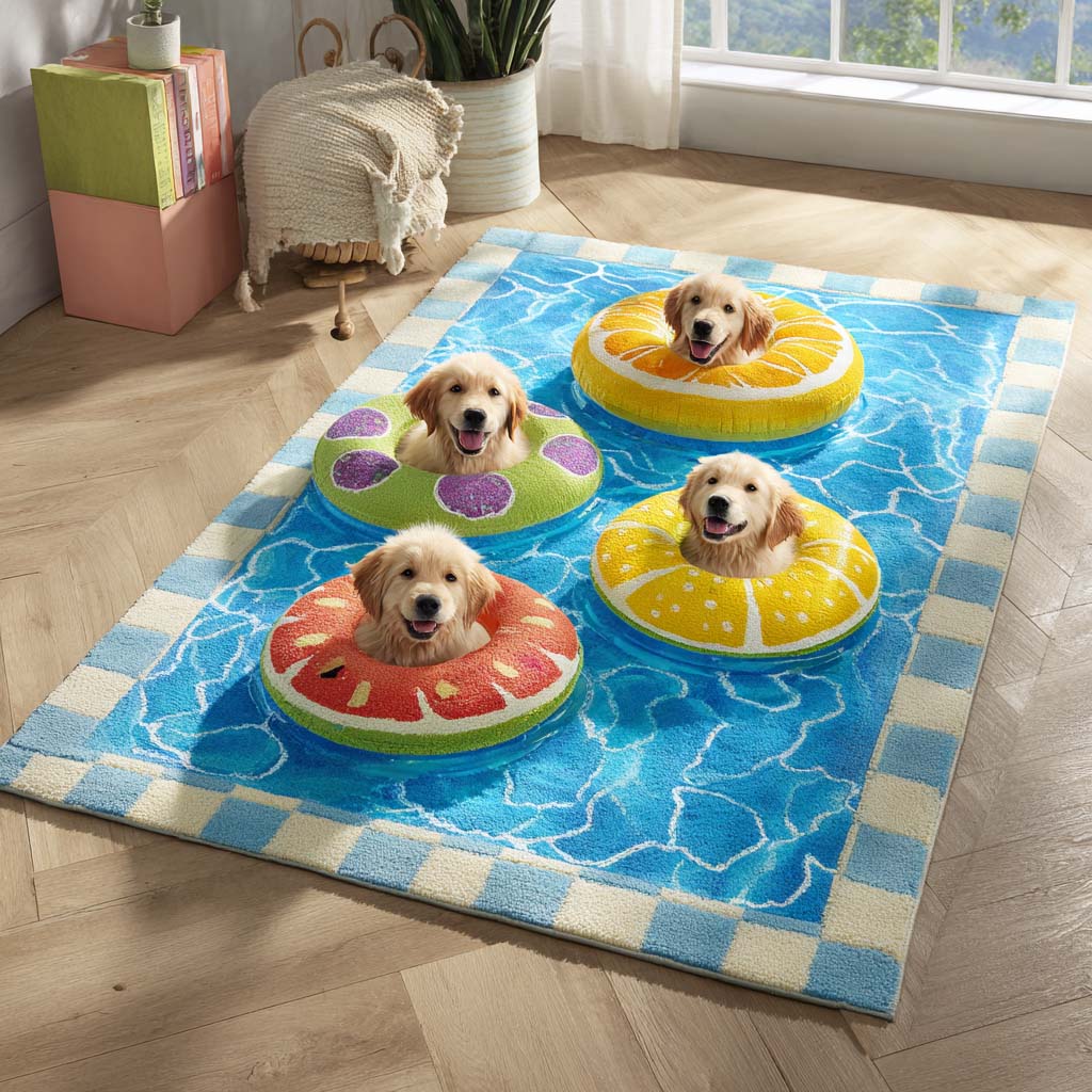 Fresh Golden Retriever Area Rug - Non-Slip Washable 3D Print Rug for Living Room & BedroomTVC2108324