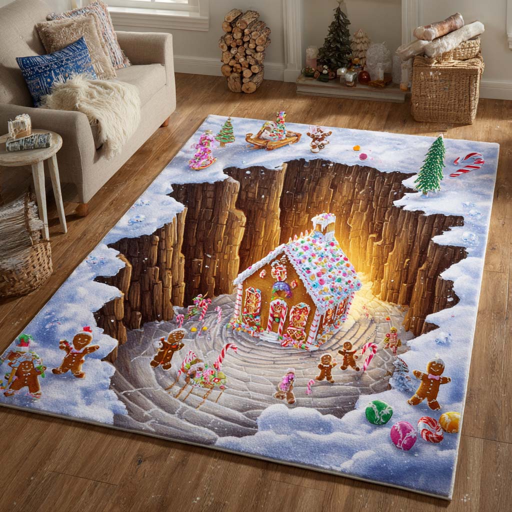 Frost Hollow Cottage Area Rug - Non-Slip Washable 3D Print Rug for Living Room & BedroomTVC2108323