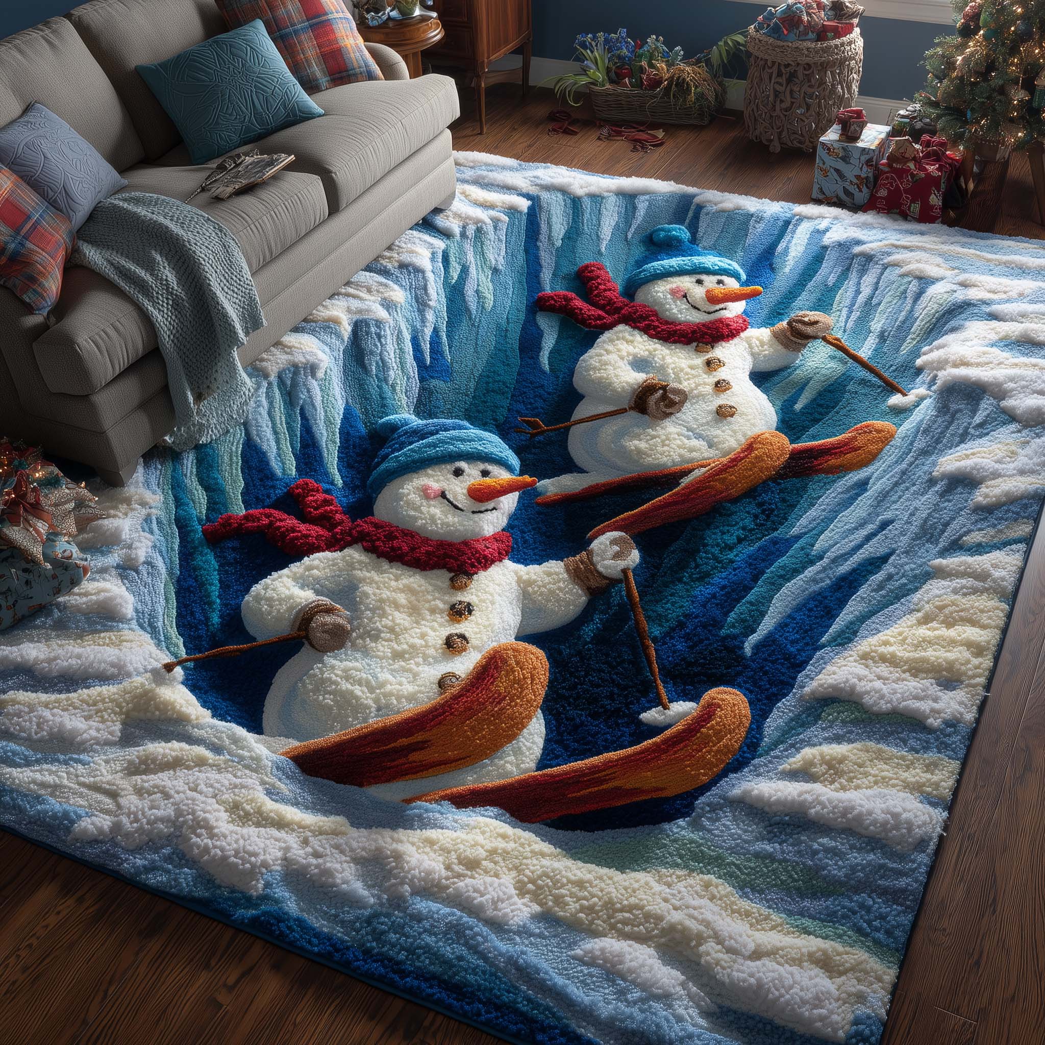 Frostbound Friends Area Rug - Non-Slip Washable 3D Print Rug for Living Room & BedroomTVC2108236