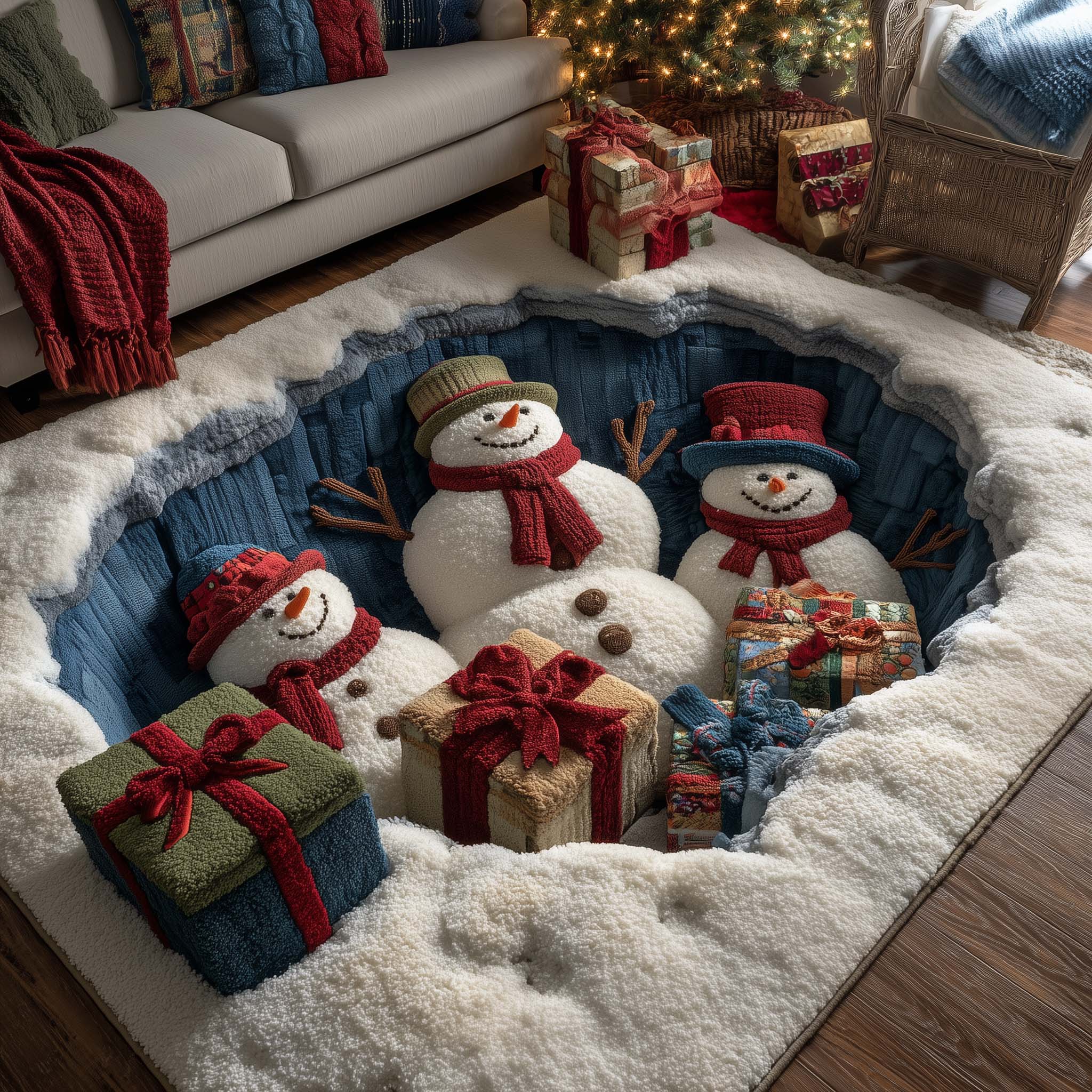 Frostbound Friends Area Rug - Non-Slip Washable 3D Print Rug for Living Room & BedroomTVC2108416