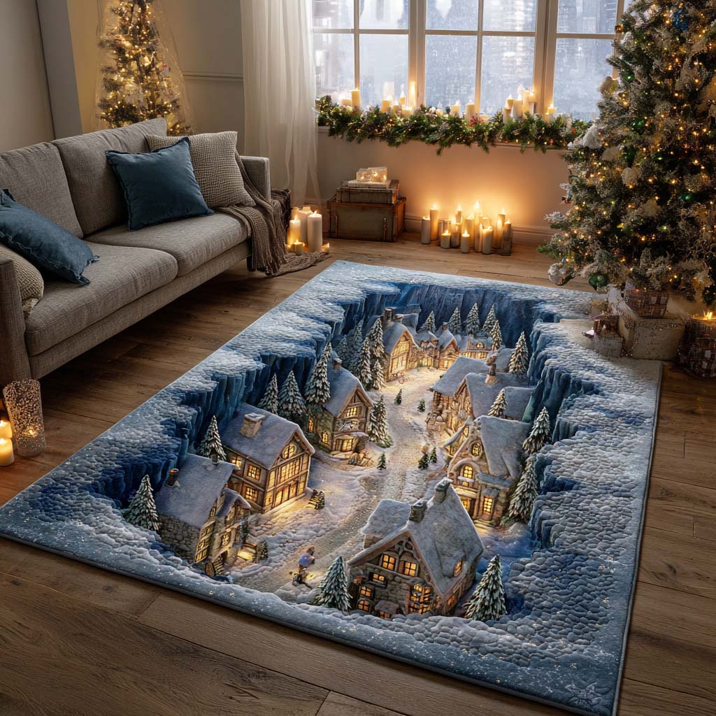 Frosted Village Area Rug - Non-Slip Washable 3D Print Rug for Living Room & BedroomTVC2108323