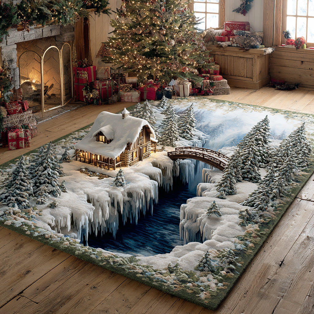 Frostwood Forest Haven Area Rug - Non-Slip Washable 3D Print Rug for Living Room & BedroomTVC2108323