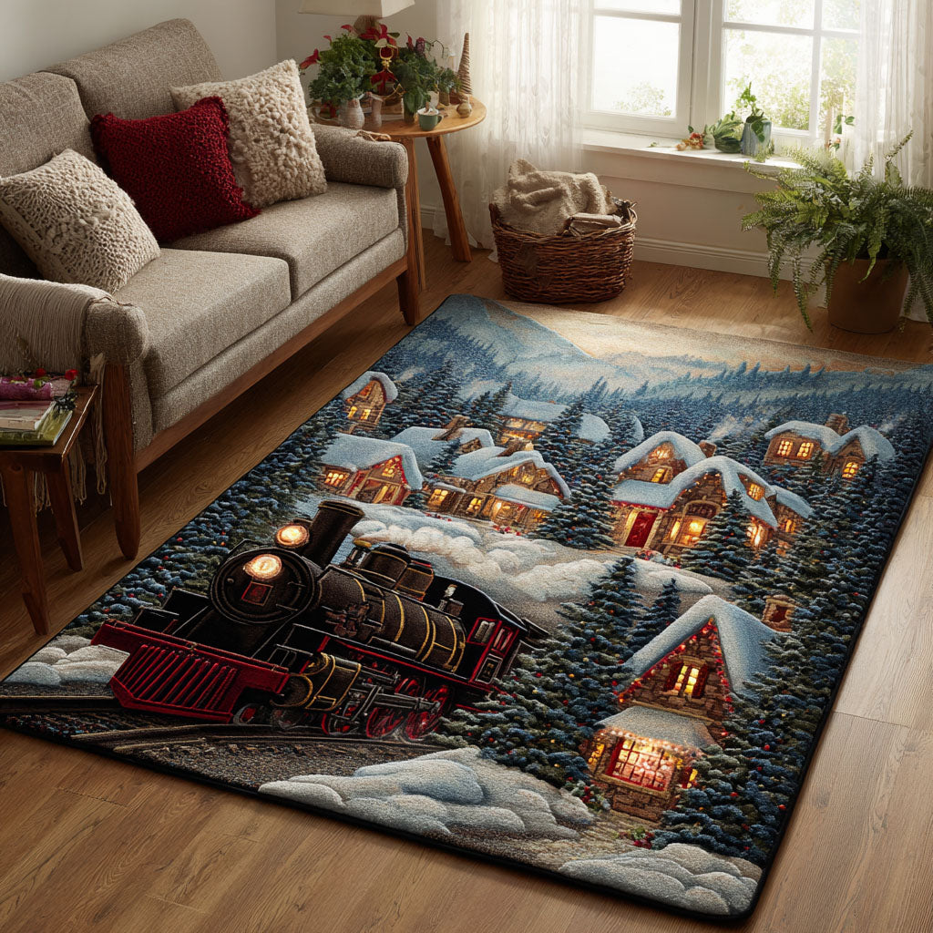 Frosty Express Area Rug - Non-Slip Washable 3D Print Rug for Living Room & BedroomTVC2108323