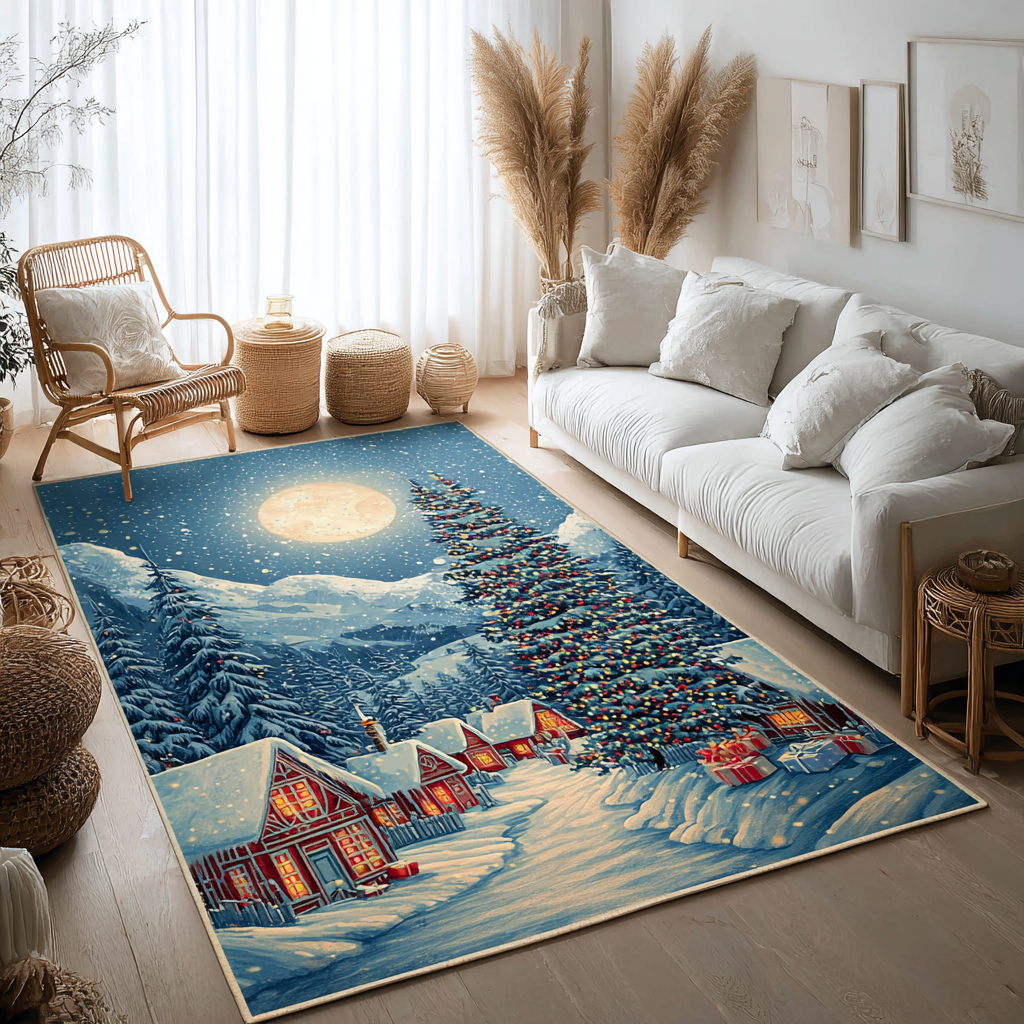 Frosty Night Area Rug - Non-Slip Washable 3D Print Rug for Living Room & BedroomTVC2108323