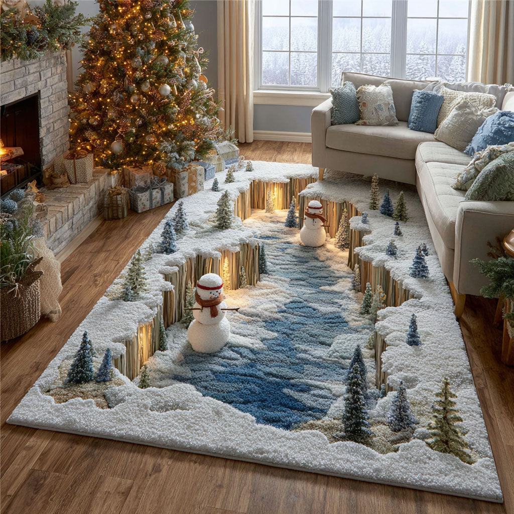 Frosty Pathway Area Rug - Non-Slip Washable 3D Print Rug for Living Room & BedroomTVC2108323
