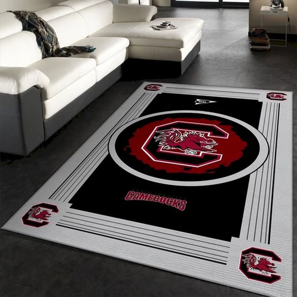 Gamecocks Area Rug for Living Room Floor Decor Black and Red