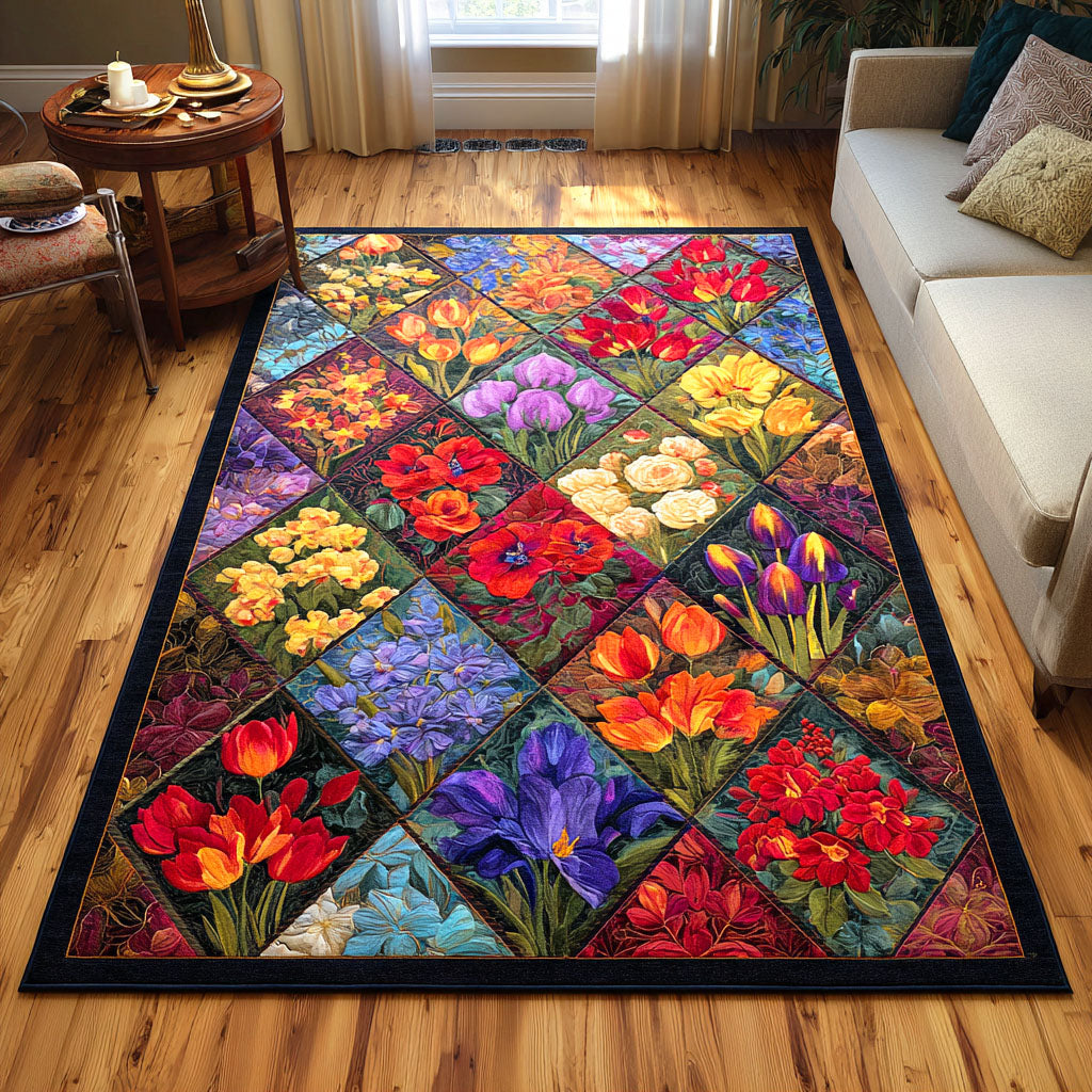 Garden Glow Area Rug - Non-Slip Washable 3D Print Rug for Living Room & Bedroom (DesignTVC2108322