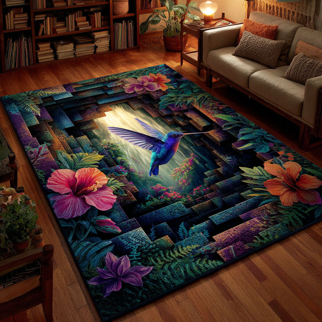 Garden Humming Area Rug - Non-Slip Washable 3D Print Rug for Living Room & BedroomTVC2108321