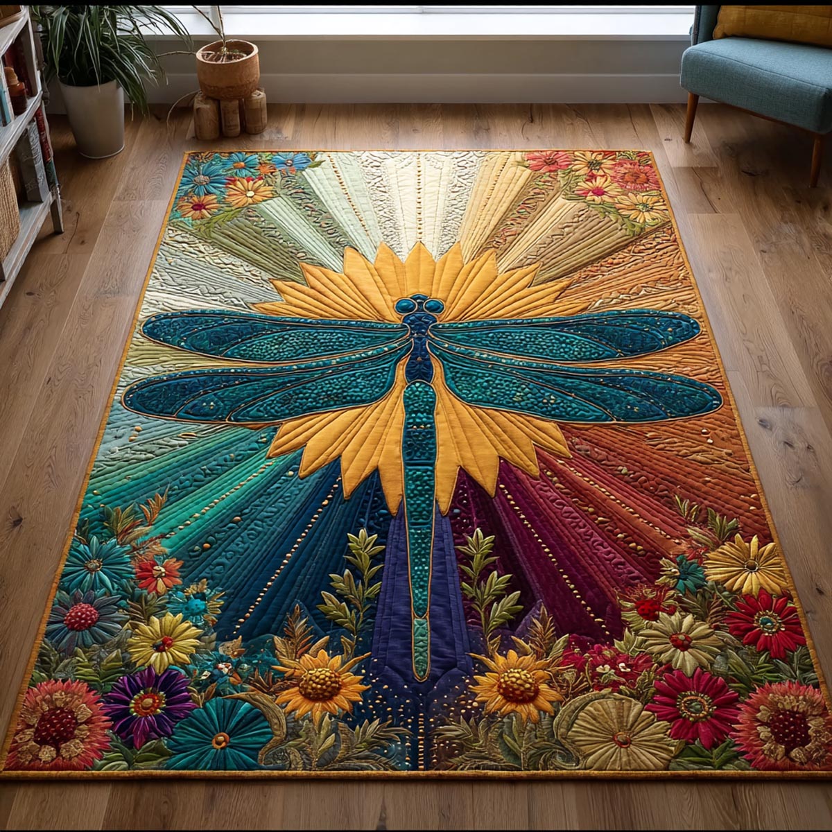 Gentle Dragonfly Area Rug - Non-Slip Washable 3D Print Rug for Living Room & BedroomTVC2108321