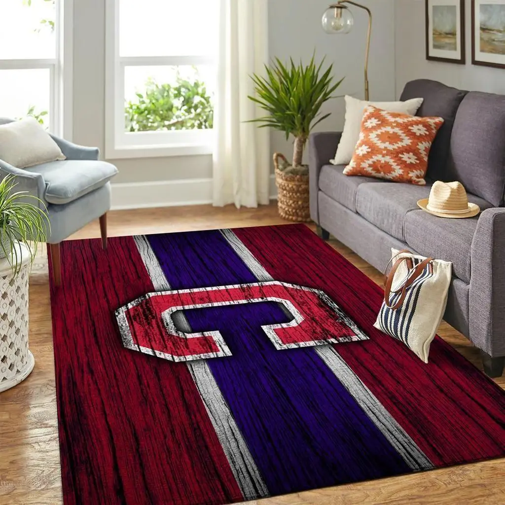 Geometric Area Rug Modern Design for Living Room Blue and Red