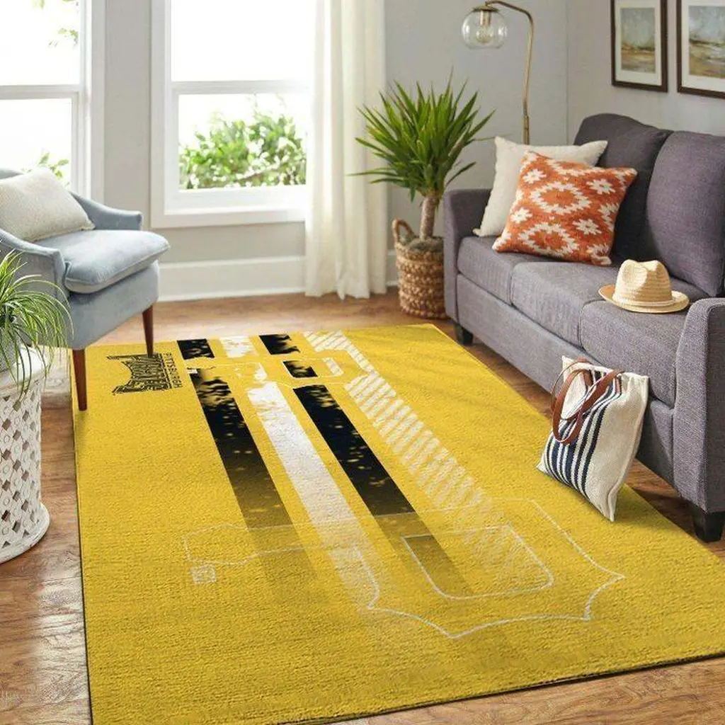 Geometric Modern Living Room Area Rug Carpet Black and Yellow