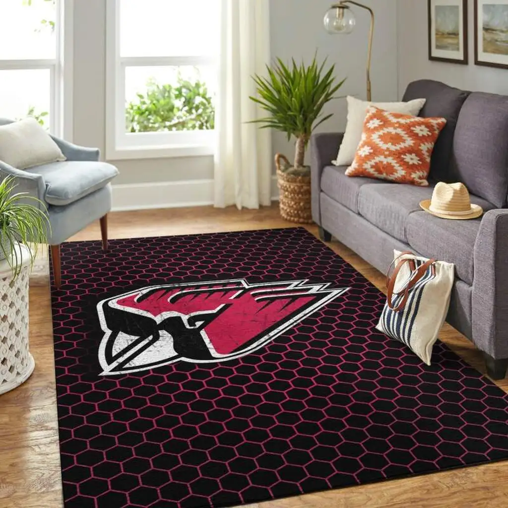 Geometric Rug Modern Design for Living Room Decor Black and Red