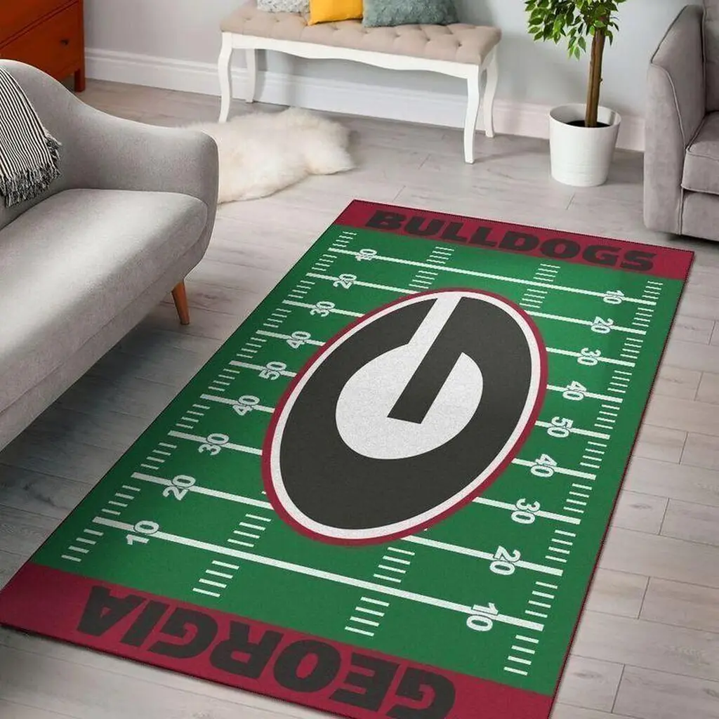 Georgia Bulldogs Rug - Football Field Area for Fans Black and Green
